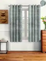 Cortina Plain Velvet Room Darkning Window Curtain (Grey) With Eyelet-(5Ft) (Pack of 2)