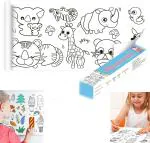 SCENTY Drawing Paper Roll for Kids, 300 X 30 Cm Large Coloring Poster for Toddlers, Art Paper Crafts Coloring Tablecloth Ideal Gift for Class Home Birthday Party (Animal)
