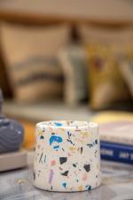 Chann Studio Decor Classic Concrete Planter | Handmade Decorative Planter | Indoor/Outdoor Planter |Home Decor | Succulent Planter and Flower Pot | Cement Planter - Terrazzo in White Base Finish