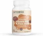 Ambrosial Vitamin B12 1000 mcg + 500 mcg Folic Acid | 1500 mcg | Folic Acid | Reduction of Tiredness & Fatigue | B12 Supplement | Immune System, Energy & Brain Support (Pack of 1-60 Capsules)