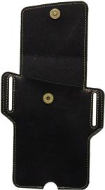 Case Club Black Genuine Leather Mobile Waist Pouch Cover