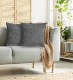 Lushomes Couch Sofa Covers, Chenille, throw pillow covers , KnifeEdge with Invisible Zipper,Pk of 2,Grey