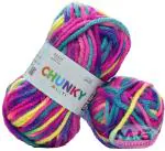 Simi Enterprise Multicolor Wool Ganga Wool Knitting Thick Chunky Best Used With Crochet Needle Yarn, 300 G
