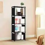 Reom Enterprise Bookshelf Bookcase For Home Furniture |Cabinet Shelves For Bedroom Office Living Room (Black) (Metal)
