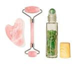 Getmecraft Rose Quartz Roller and Gua Sha Facail Massage Tool with Jade Roller Bottle