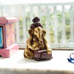 eCraftIndia Brass Lord Ganesha Playing Harmonium Antique Showpiece