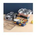 NAVRANGI 3 Compartment Stainless Steel Lunch Box 3 Containers Lunch Box