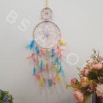 BS AMOR Dream Catcher Pastel Multi 2Ring, Home Decor, Wall Hanging, Nursery Handmade Size 16 cm Dia