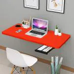 Torche [18 x 31.5 inches ] Solid Wooden Wall Mounted Folding Study Table With Cup Holder Red