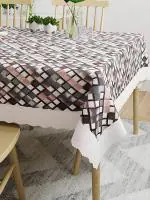 CASA-NEST Rectangular Anti-Slip Zig-Zag Striped DiningTable Cover (60x90 inch) 8 Seater Table Cover Multicolor printed0003