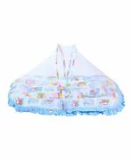 Mee Mee Baby Mattress Set with Mosquito Net and Pillow (Blue) (MM-1429 B_Blue) (599.0mm L X 132.0mm W)