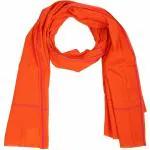 Danish Handloom Orange Cotton 300 Gsm Plain With Corner Strips Bath Gamcha (Pack Of 3)