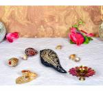 Idol Collections Multicolor Brass Lord Vishnu Lakshmi Shankh Showpiece Conch For Temple Decor Puja, 9.5 Inch