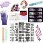 Royalkart Nail Art Kit For Girls 5 Stamping Plates 6 Nail Art Buffer & Filer Set 2 Nail Art Sponge French Nail Stamper,Scraper,Finger Rest,Fimo Clay Wheel,Finger Tip Guide Nail Art Tools