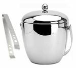 finality 1.8 L Steel Mirror Finish Double Walled Insulated Apple Ice Bucket with Lid And Ice Tong