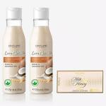 SMART BEAUTY Oriflame LOVE NATURE Conditioner for Dry Hair Wheat & Coconut Oil 250 ml (pack of 2) with MILK & HONEY Soap 100 g (3 Items in the set)