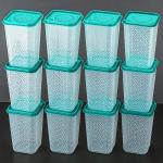 cloudhead Etching design square shaped 1000 ml kitchen containers storage boxes for groceries (SEA GREEN-12)