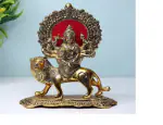 Metal Maa Durga Murti Idol Decorative Showpiece - 20 cm (Metal, Gold)