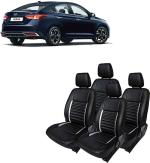 AUTO-SAFE Black, Silver PU Leather Car Seat Cover for Hyundai Verna Pack of 4