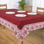 SHADES OF LIFE Maroon and White Floral Cotton Table Cover - (60 x 90 inch) (SOL_NTAB_S136)