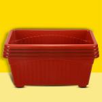 10Club Plastic Window Planters - 4 Pcs (32cm, Red) | Planting Pots for House Plants | Planters for Home Gardening | Flower Pots for Home Balcony