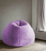 Mollismoons Bean Bag Chair for Adults & Kids Fur Ban Bag Round Shape Bin Bag Purple Color ((Fur Bean Bag for Adults XXXL Size Without Beans))