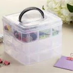 AK IMPEX Plastic 3 Layer 18 Grid Sections Adjustable Compartment Slot Art Craft Storage Organizer Box for Cosmetic Jewellery Craft Accessories Sewing Box Earrings Ring Box