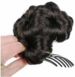 Clixfox Women and Girls Black Synthetic Nylon Stylish Clip Bun Hair Extension