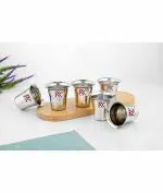 RK Amaze Stainless Steel Hammered Finish Tableware Drinkware Tumbler Drinking Glasses for Home, Restaurants, Office Capacity 110Ml - Set of 6 Silver Color Leak Proof.