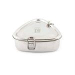 JVL Silver Stainless Steel Medium Size Triangle Single Layer Tiffin Box With Inner Plate