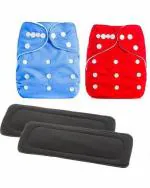 BEAUQIQ BABY Reusable Cloth Diapers with Charcoal Bamboo Insert Free Size (Pack of 2)