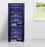 Sanamstore Metal Shoe Rack for Home & Office | 9-Tier Metal Shoe Cabinet, Blue