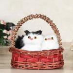 4k 4 Korner Delicate Basket Cat Decor Simulated Cat Basket Decor Lovely Vivid Double Cat Basket Adornment Creative Household Orn
