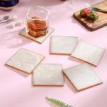 DULI Set of 6 Square Cream Resin Coaster 4x4 Inches