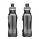 Milton Stainless Steel Black Easy Grip 500 Water Bottle (Set Of 2)