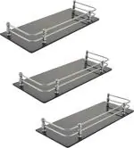 Flaner 12X6 Inch Acrylic Bathroom Shelf Rack / Kitchen Shelf / Wardrobe Shelf / Perfume Rack - Bathroom Accessories Acrylic Wall Shelf (No. Of Shelves - 3, Black)