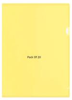 Shining Zon L Folder File A4 Size Durable Clear Transparent Plastic File Folders Paper Holders Organizer Document Sleeves for Protection Suitable for School, Offices & Projects (Pack of 20 Yellow Colour)