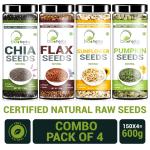 Bioherbs Certified Natural Raw (Flax, Chia, Pumpkin & Sunflower) Seeds Combo 150 g (Pack of 4)