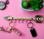 RAB Key Stand Arrow Shaped Wall Mounted Metallic Key Holder (Design- Arrow Antique, 6 Hooks,)