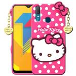Fastship Silicone soft Hello Kitty with Pendant Case proper fit Back Cove for Vivo Y11 2019 - Pink