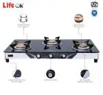 Life Ok Glass Top with Stainless Steel 3 Burner Gas Stove