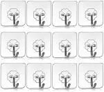 Alboss 12 Pcs Self Adhesive Wall Hooks for Hanging Kitchen Bathroom Bedroom Heavy Duty Sticky Hooks