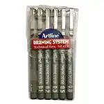 ARTLINE DRAWING SYSTEM PEN ASSORTED SET OF 6