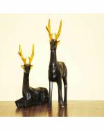 Beckon Venture - Multicolor Pair Of Resin Deer Showpiece For Home Decoration
