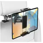 Tech Gear CAR HEADREST TABLET PHONE HOLDER 360 DEGREE ROTATION SEAT BACK HANGER MOUNT STAND REAR SEAT CRADLE HIDDEN CLIPS FOR MOBILE AND TABLET