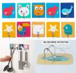 Homeleven Printed Fancy Wall Hooks for Hanging Adhesive Printed Hooks for Hanging Keys Coats Hats Bags Ceiling Home Kitchen Bathroom Accessories 1 Kg Load Capacity Sticky Hooks Pack of 10