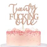 Festiko Rose Gold Glitter Twenty One Cake Topper Happy 21st Birthday Cake Topper Cheers To 21 Years Old Birthday Party Decoration Supplies