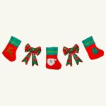 SpecialYou.in Set of 5 Items Wall Hanging for Christmas Decorations Items kit Includes 3 Christmas Socks and 2 Glitter Ribbon Bow Knot in Green and Red Color for Decoration