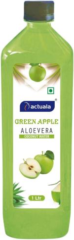 AACTUALA Green Apple Aloe Vera Coconut Water Fruit Juice, Aloe Vera Juice - 200ml (6 x 33.33 ml)