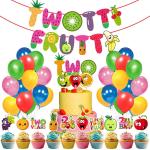 Zyozique Twotti Frutti Birthday Decorations Set,Twotti Frutti Banner Watermelon Banner 2nd Birthday Cake Topper Summer Fruit Balloons for Fruit Themed Party,Second Birthday Party Supplies(Pack of 37)